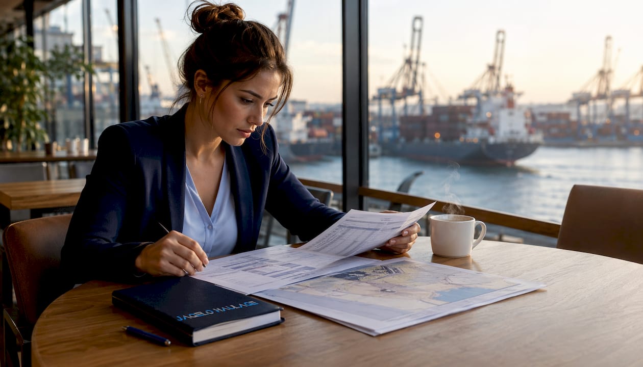Logistics manager reviewing container schedules