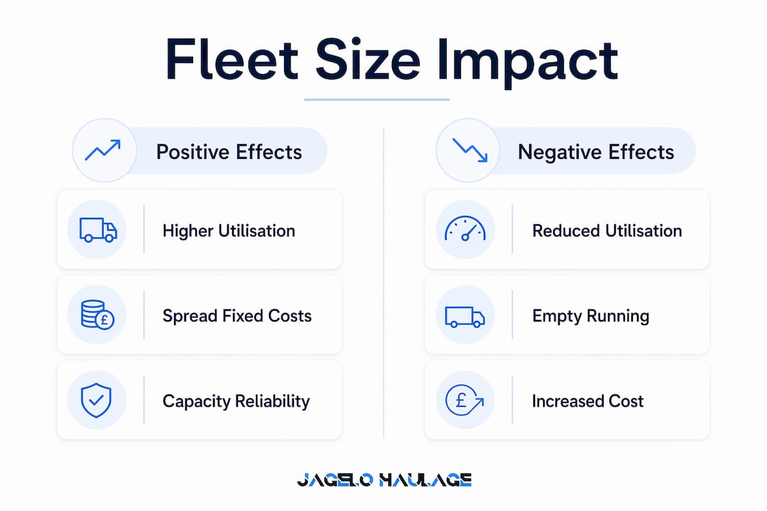Infographic showing positive and negative effects of fleet size