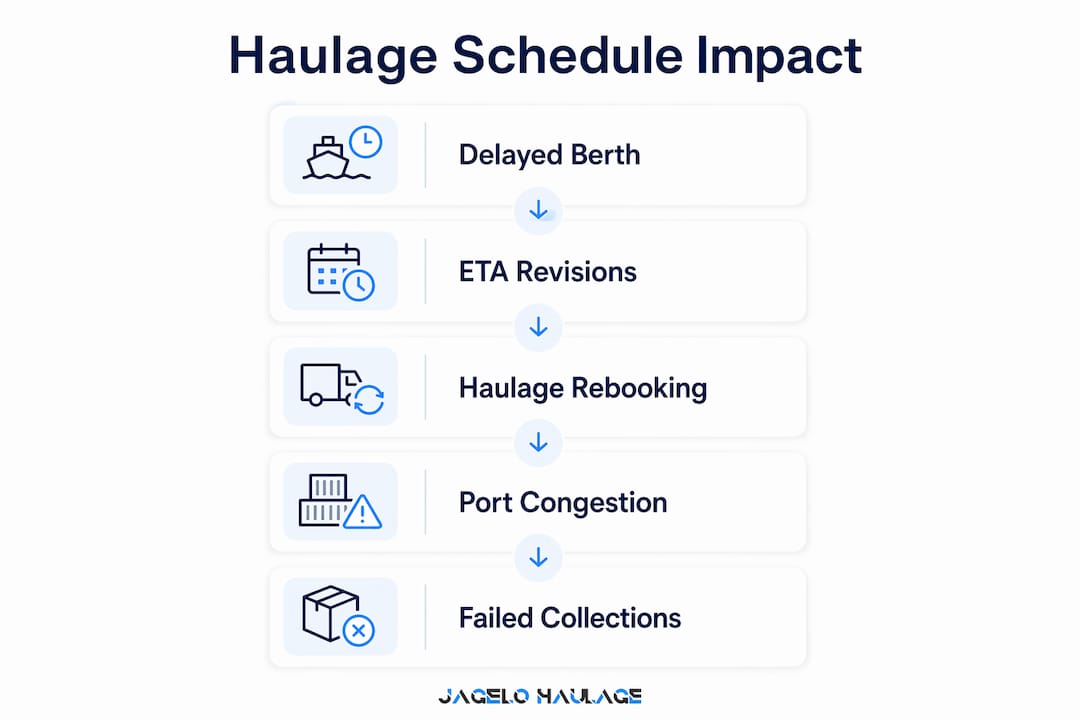 Infographic showing haulage scheduling impact steps