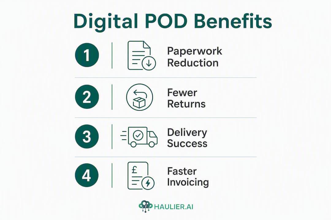 Infographic showing digital POD benefits in vertical steps
