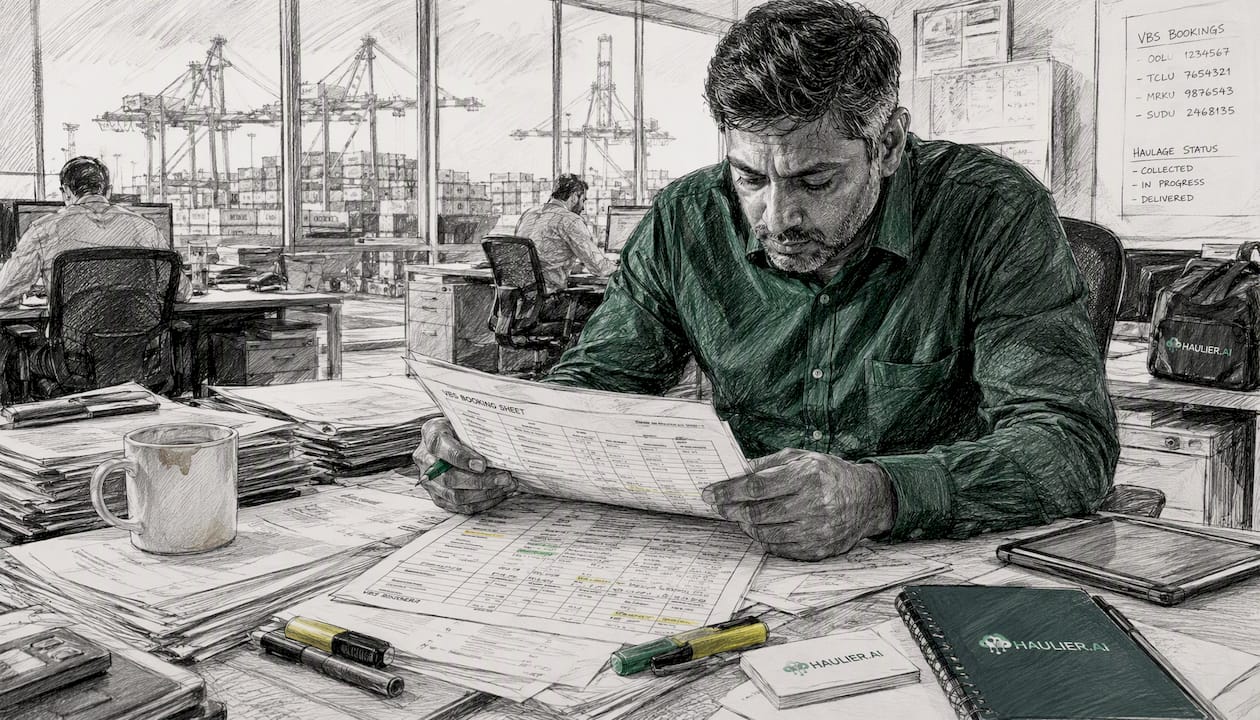 Logistics manager reviewing booking sheets