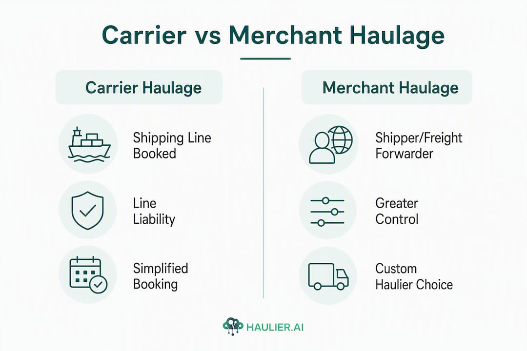Infographic comparing carrier haulage and merchant haulage