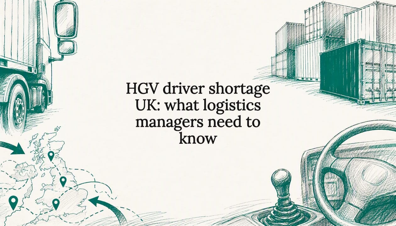 Decorative illustrated title card reflecting UK haulage theme