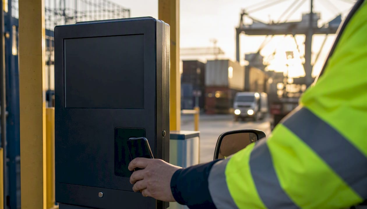 QR code kiosk for truck gate check-in