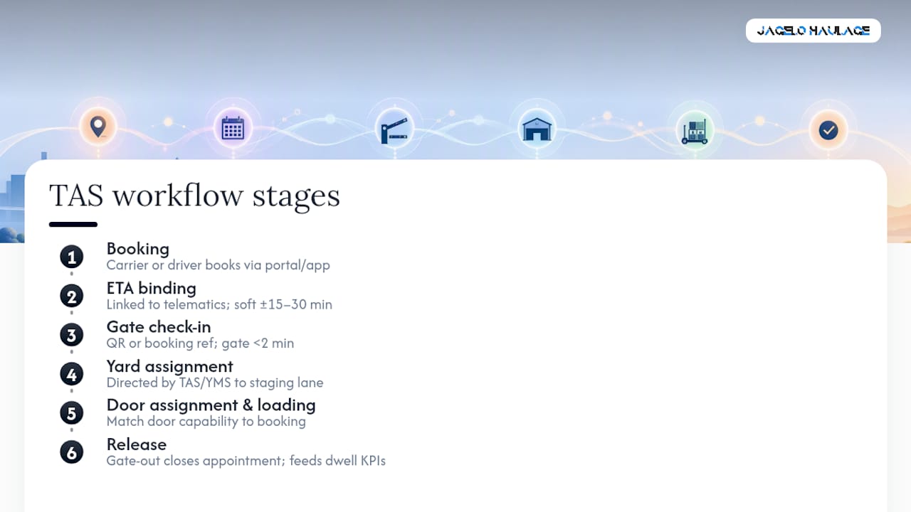 Diagram of truck appointment system stages