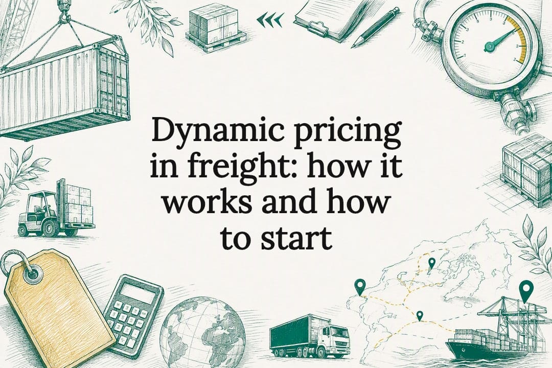 Decorative freight pricing title card illustration