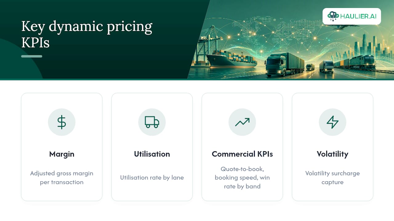 Diagram summarizing freight dynamic pricing KPIs
