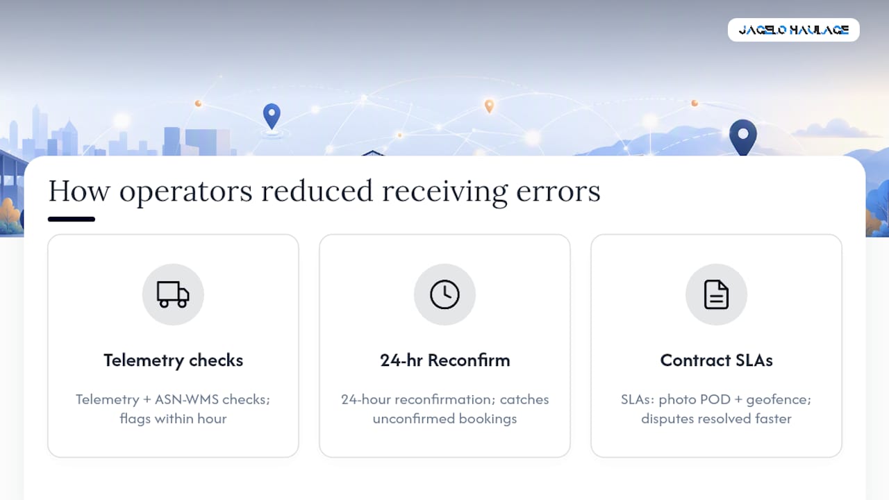 How operators have reduced haulage receiving errors in practice — overview diagram