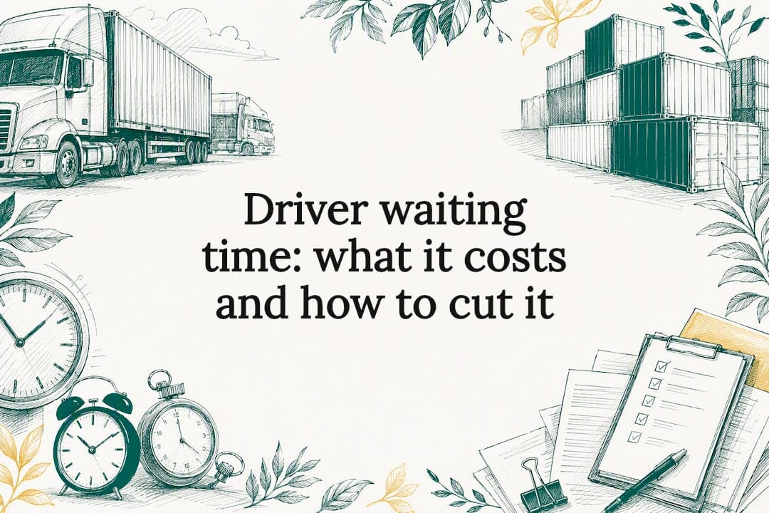 Decorative logistics and haulage themed title card illustration