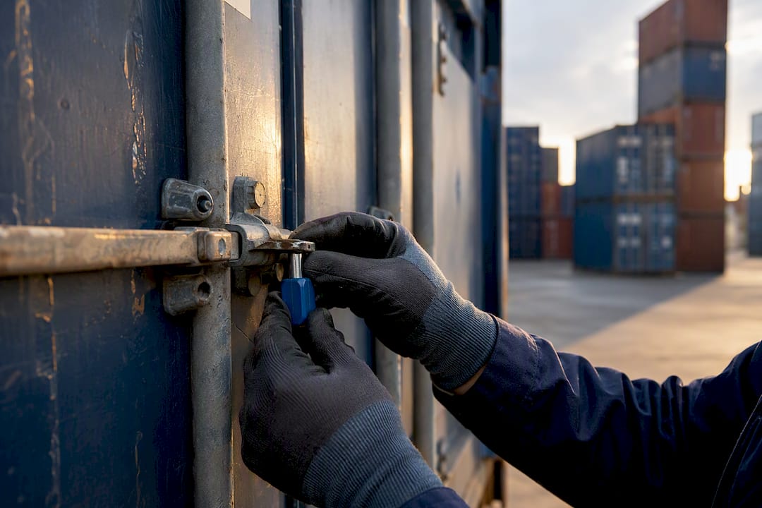 Hands sealing container locking bar