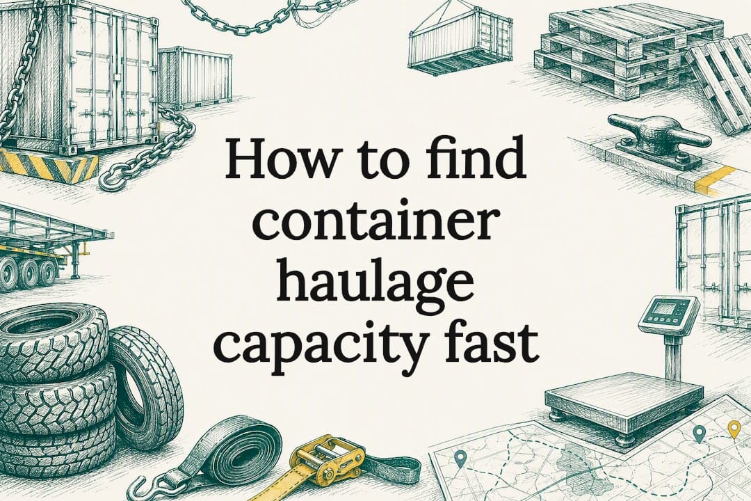 Decorative title card illustration for container haulage article