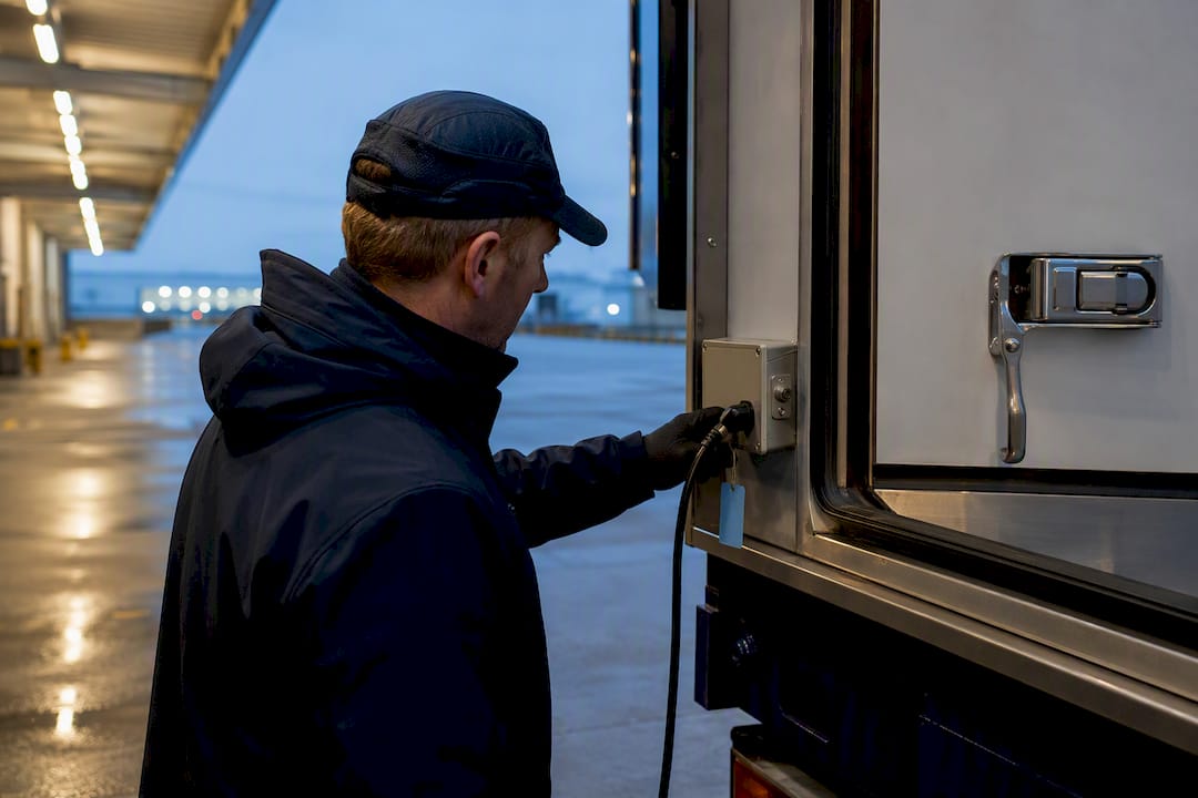 Reefer container prepared for temperature monitoring