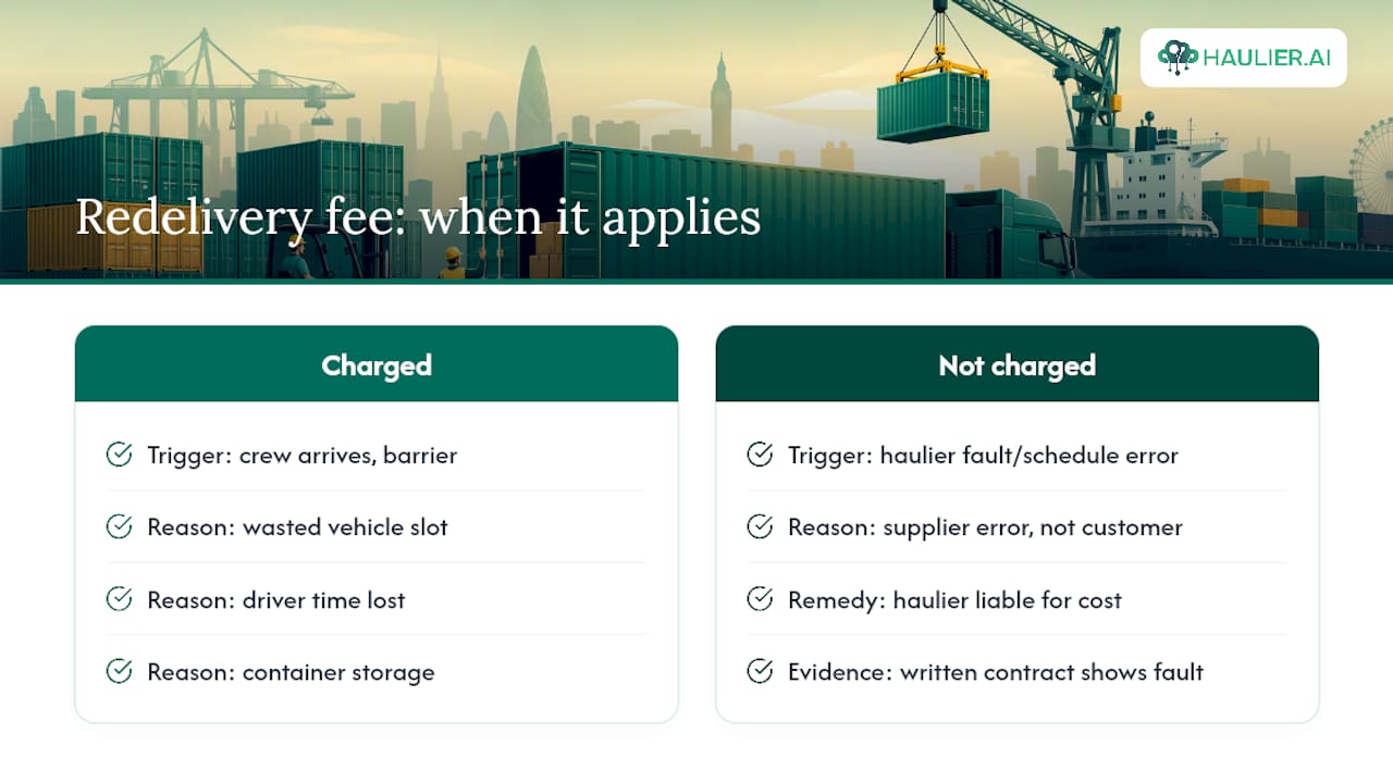 What counts as a redelivery fee and when it kicks in — overview diagram