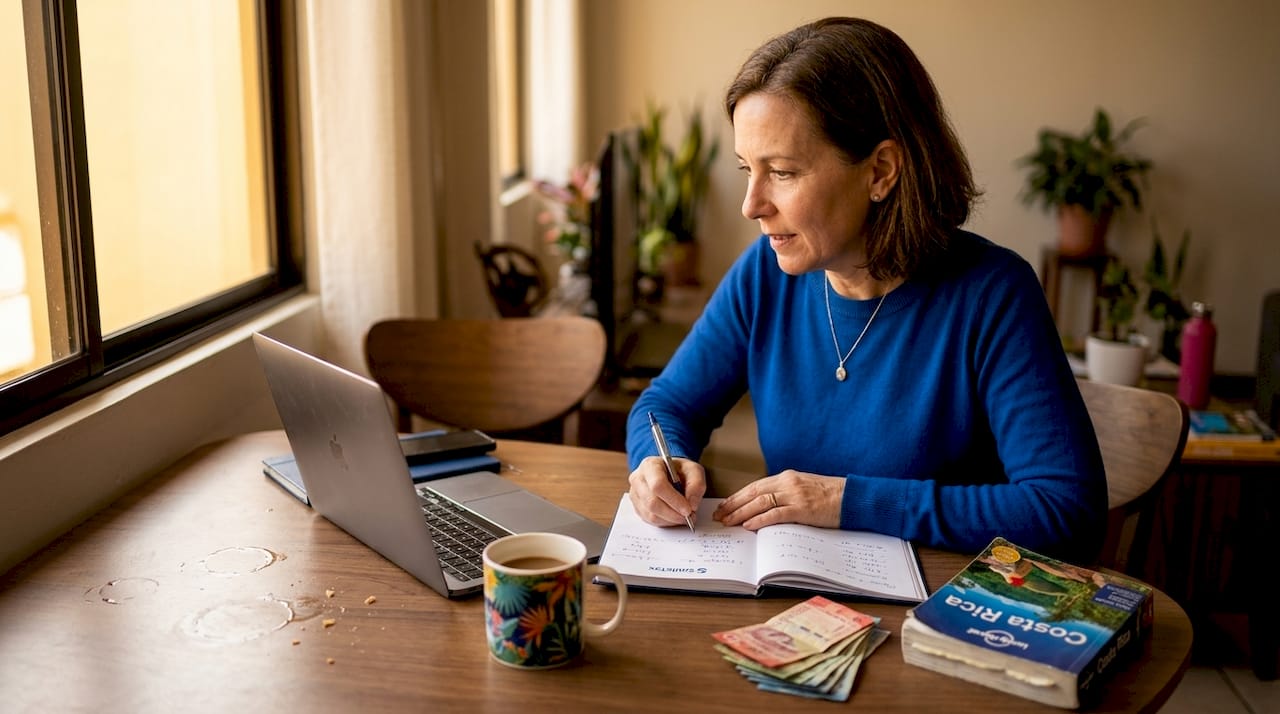 Woman budgeting for Costa Rica relocation