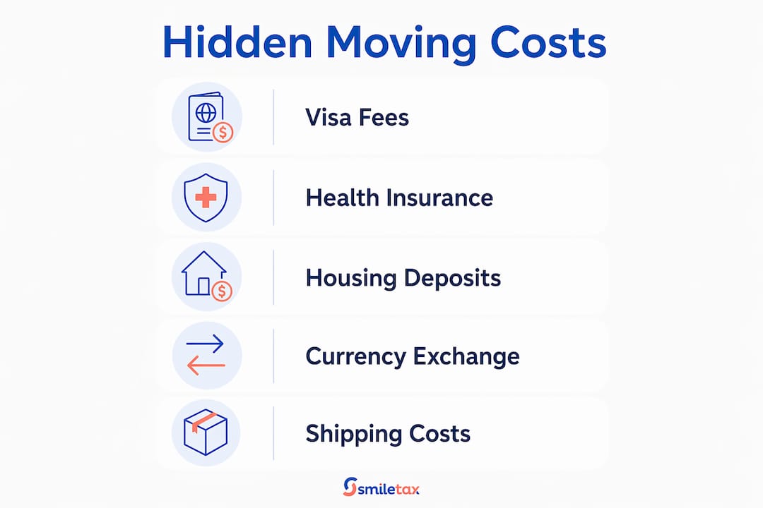 Infographic outlining hidden moving abroad costs
