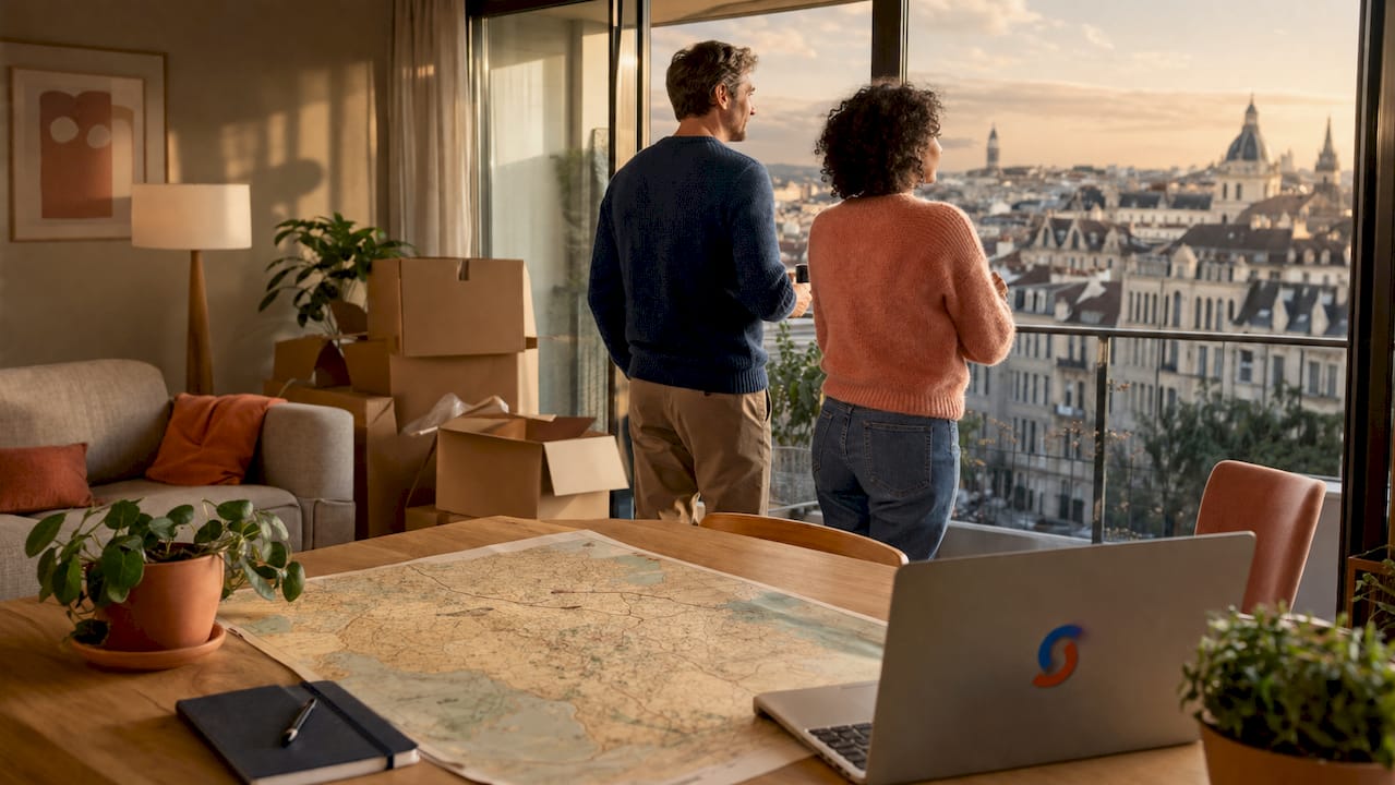 Couple viewing apartment in Brussels