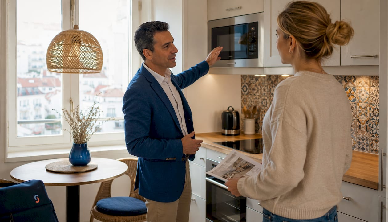 Real estate agent showing Lisbon apartment