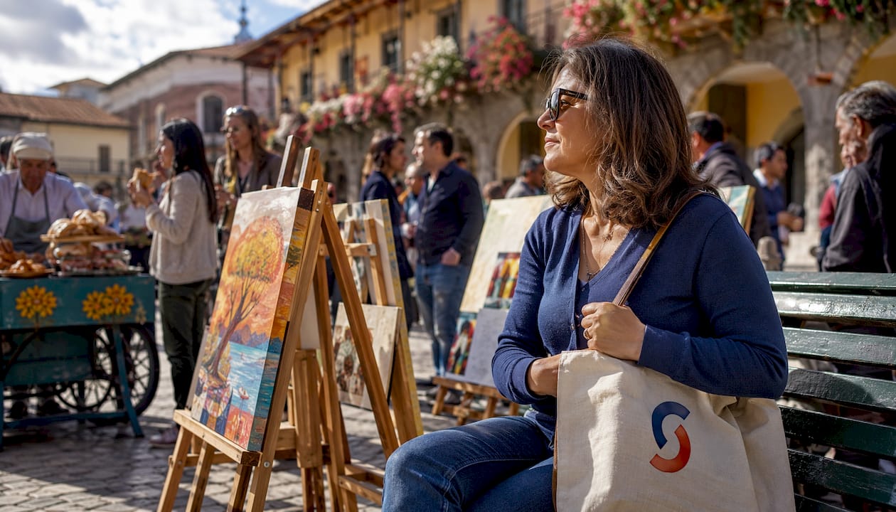 Lively pedestrian street in Cuenca expat area