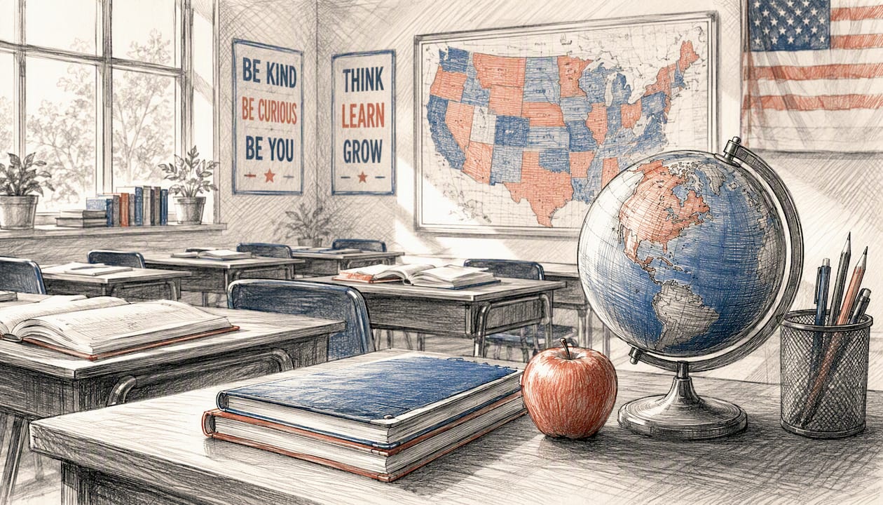 American curriculum classroom interior UK school