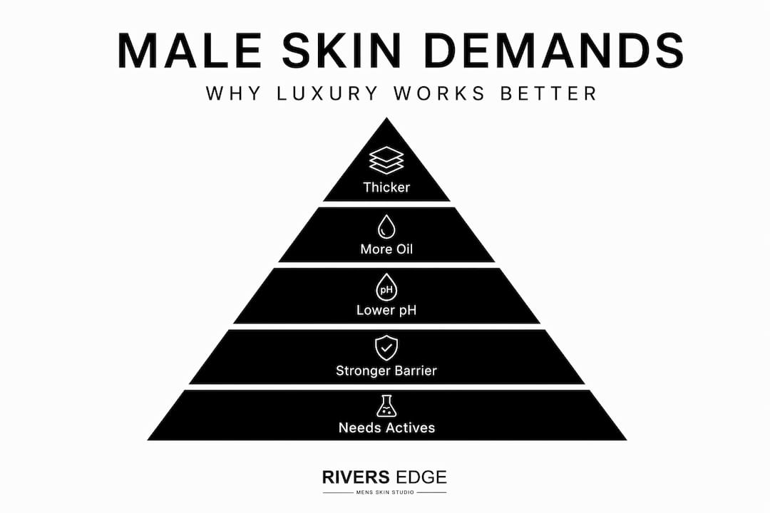 Infographic showing male skin demands pyramid