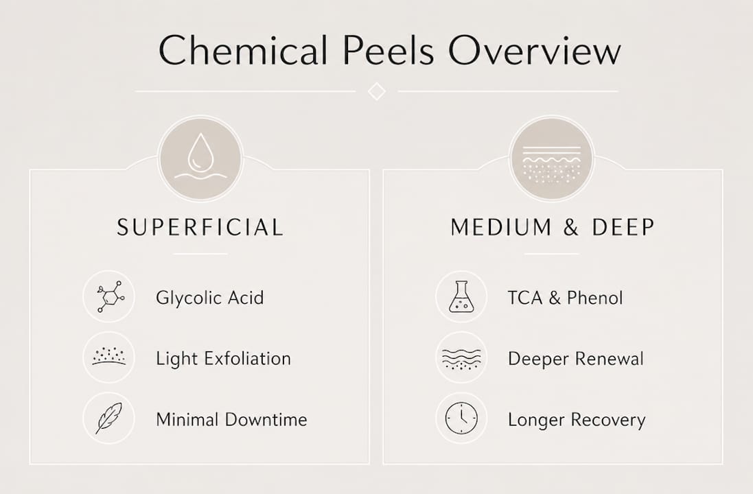 Infographic comparing chemical peel types
