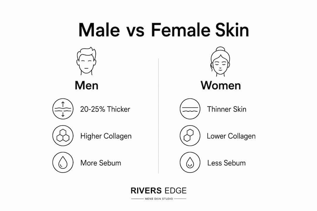 Infographic comparing male and female skin biology