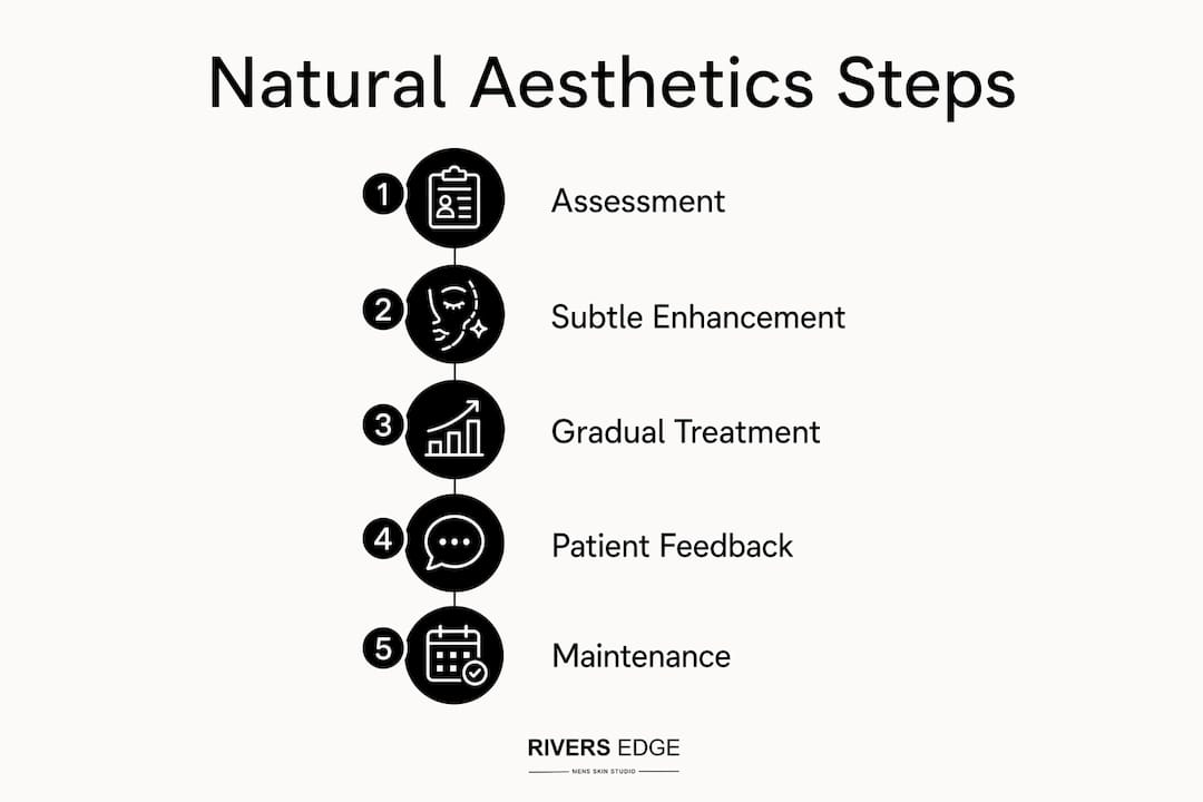 Infographic illustrating steps to achieve natural aesthetics