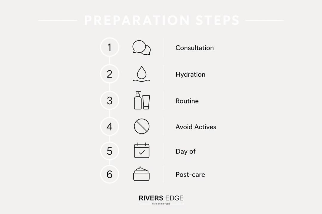 Infographic showing key steps to prepare skin before aesthetic procedure