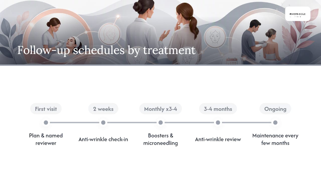 Timeline of follow-up appointments for skin treatments