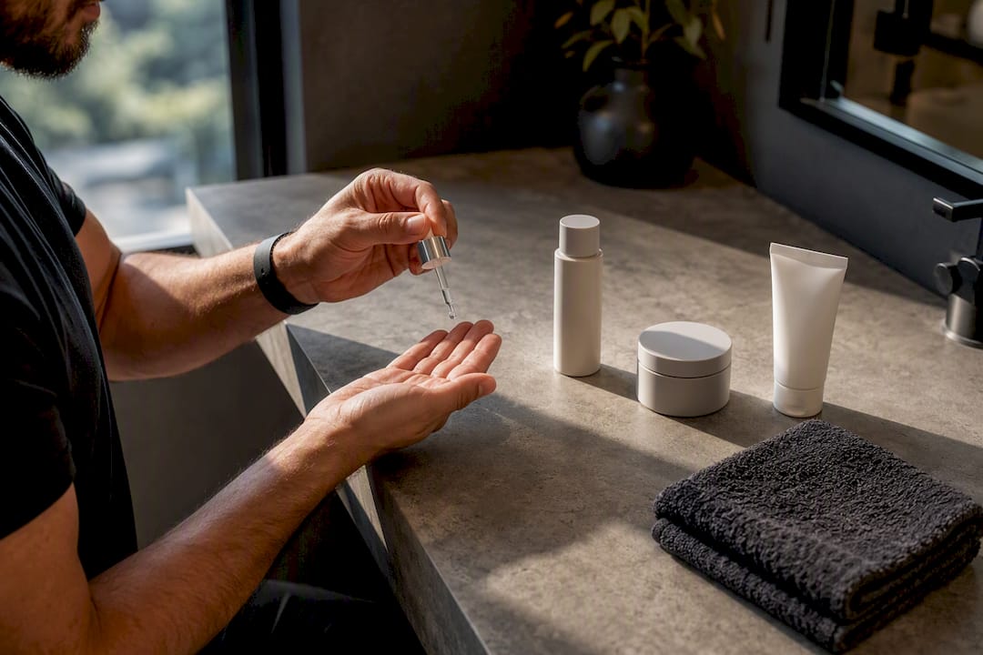 Hands preparing simple microneedling aftercare
