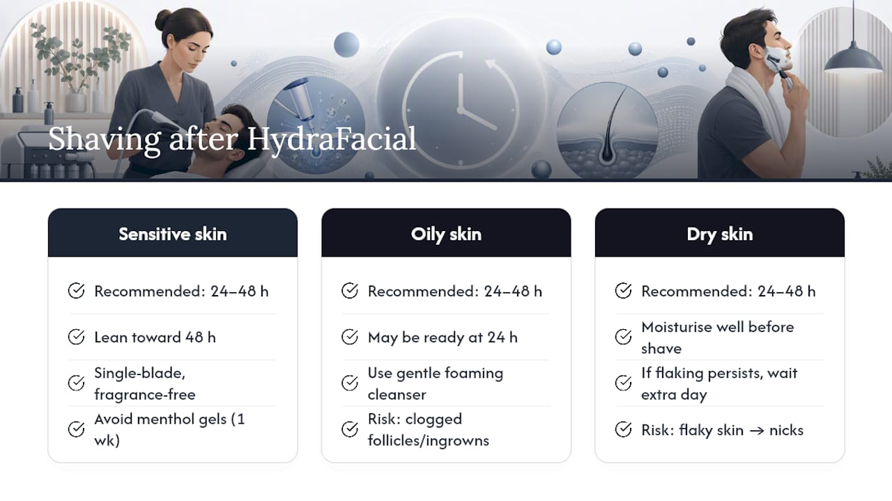 Skin type shaving wait time comparison
