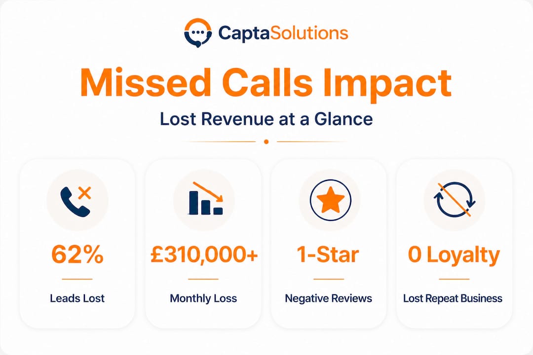 Infographic showing missed calls and lost revenue statistics
