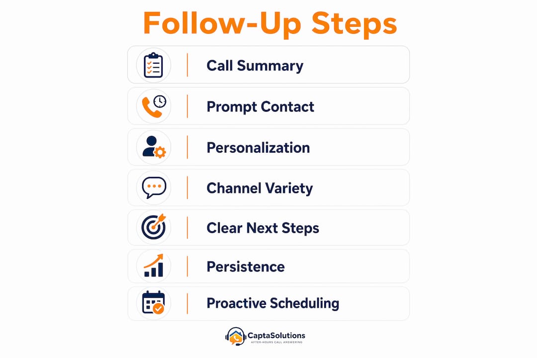 Infographic showing seven key follow-up steps