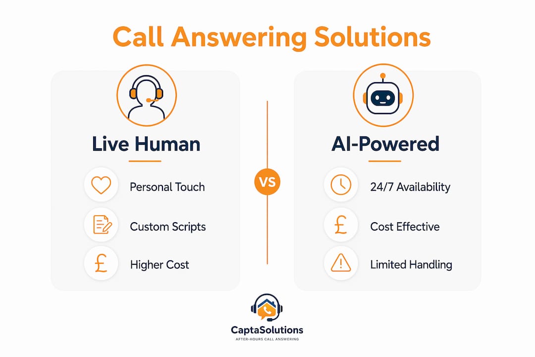 Infographic comparing call answering solutions