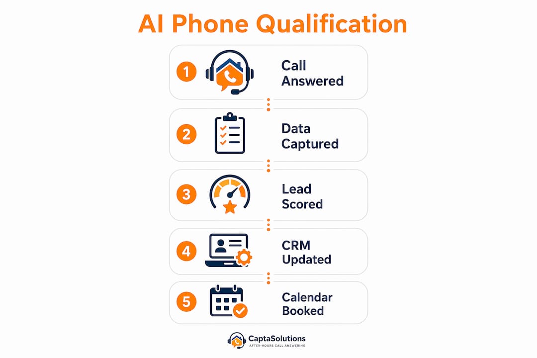 Infographic illustrating AI phone enquiry qualification steps