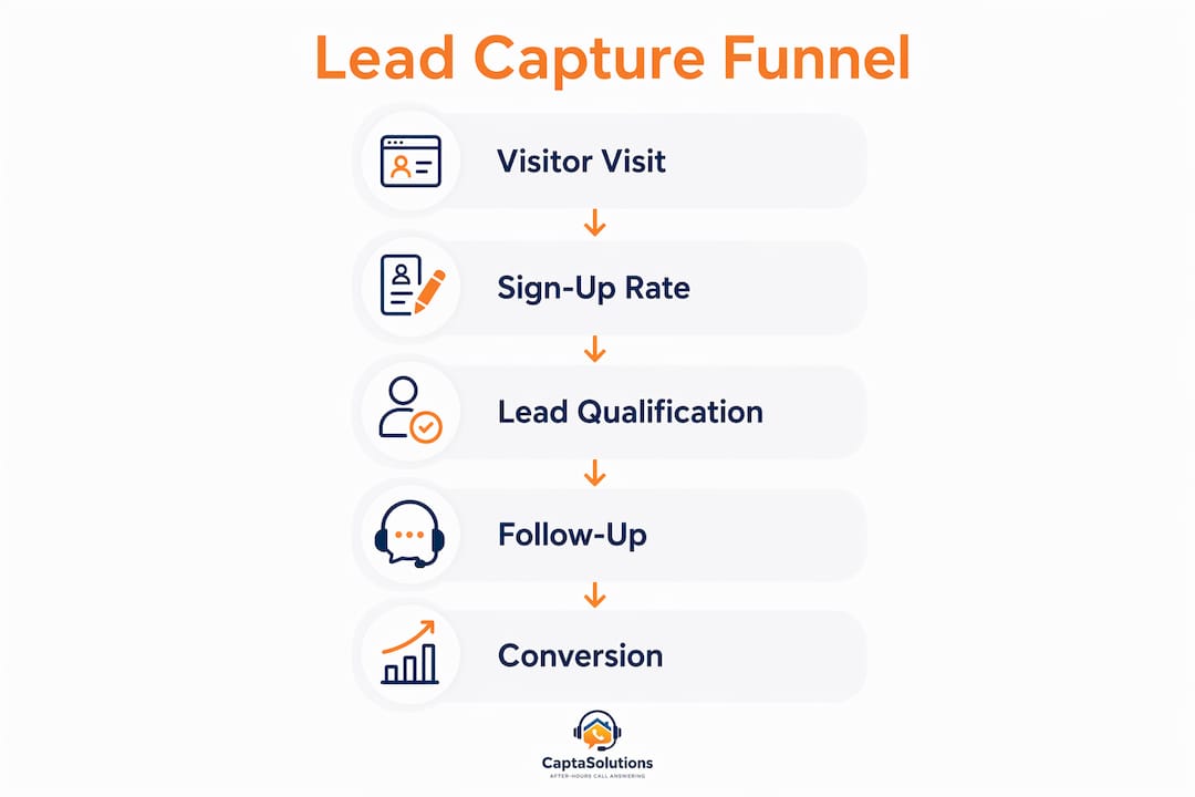 Infographic showing lead capture funnel steps