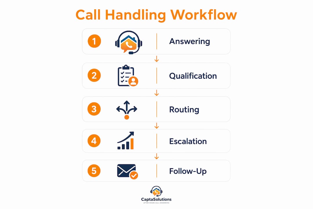 Infographic of professional call handling workflow steps