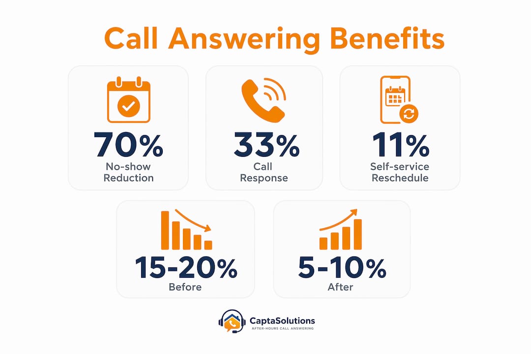 Infographic showing call answering benefits and statistics