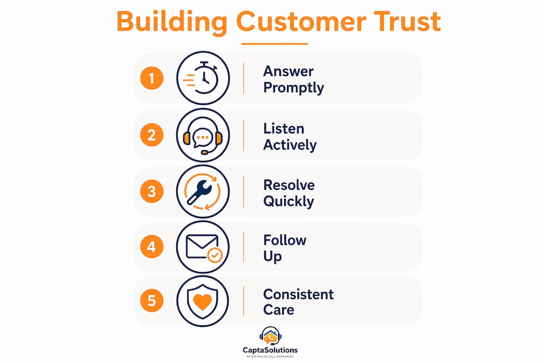 Infographic illustrating steps to build customer trust