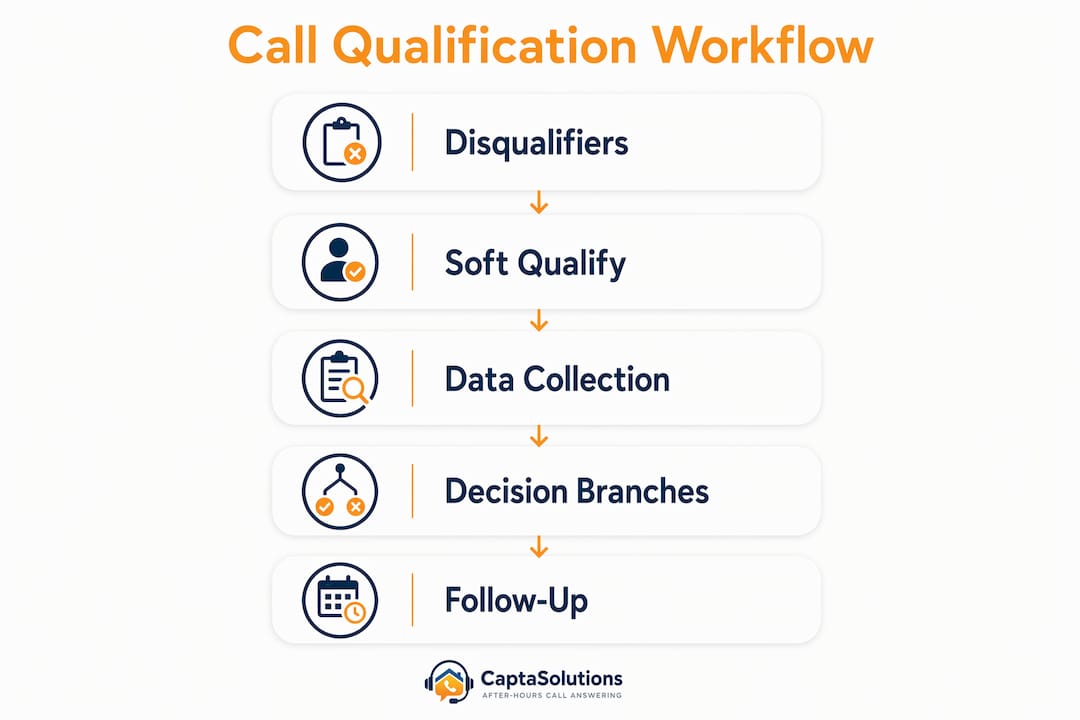 Infographic showing automatic call qualification workflow steps