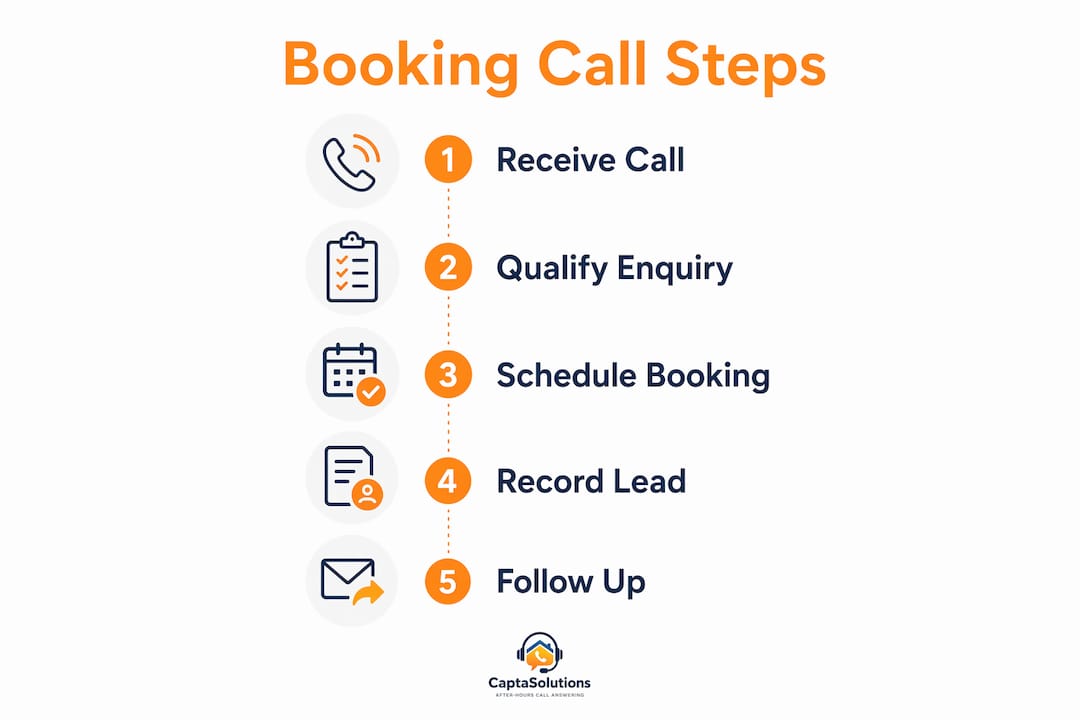 Infographic showing steps in handling booking calls efficiently