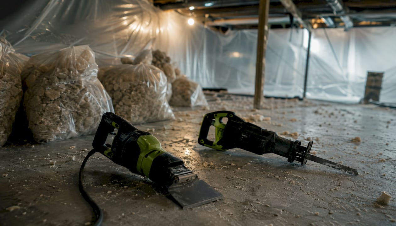 Tools and removal workspace for closed-cell foam