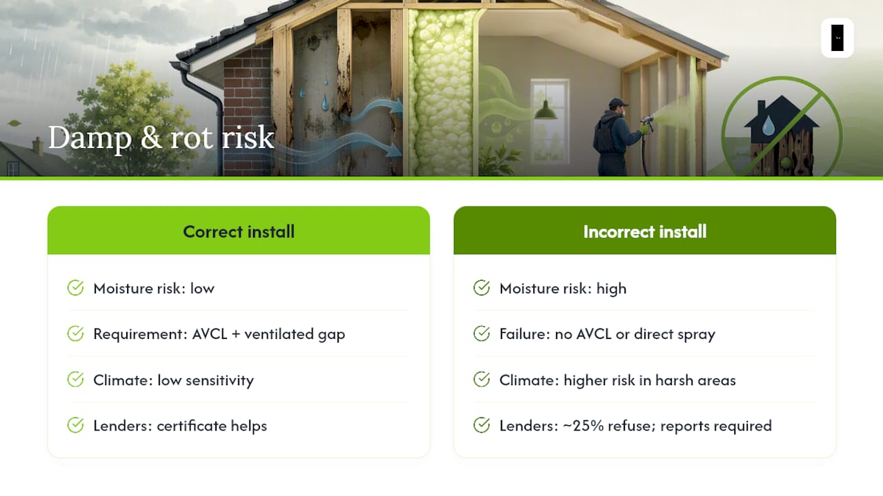 Does open cell foam cause damp and timber rot? — overview diagram