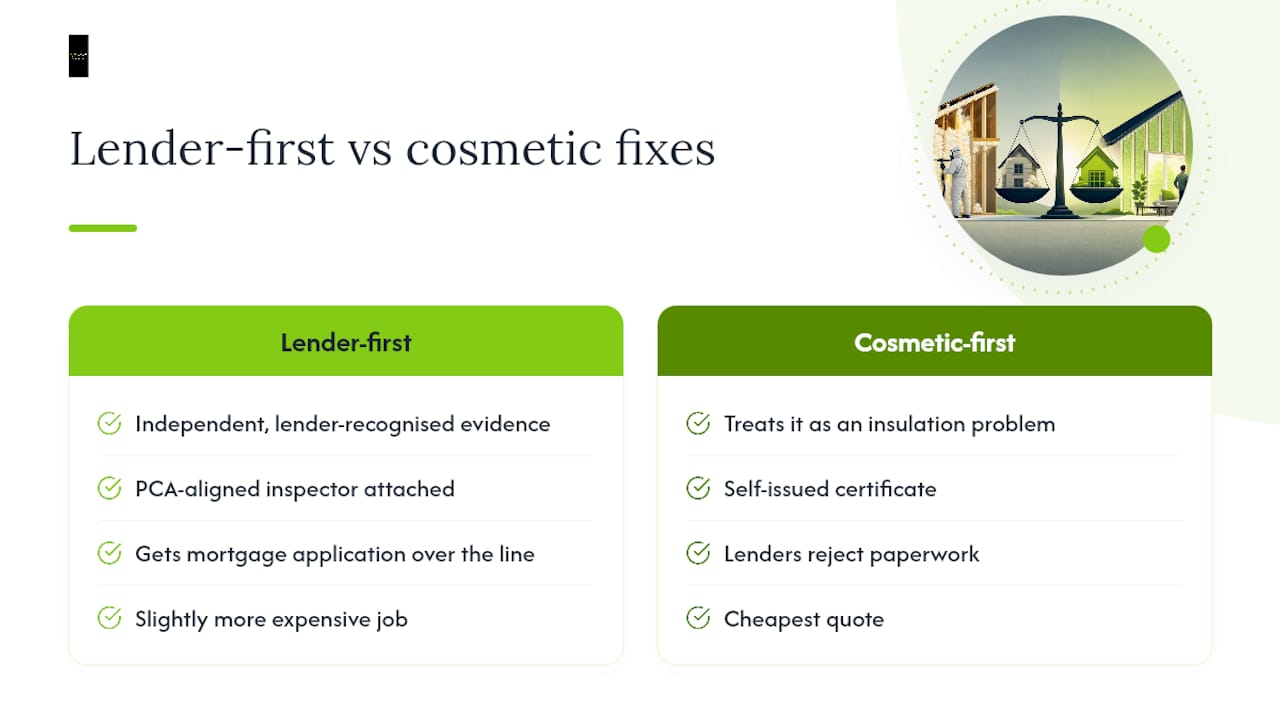 Why lender-first thinking beats cosmetic fixes — overview diagram