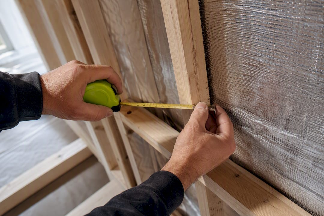Measuring counter-batten depth beside foil insulation