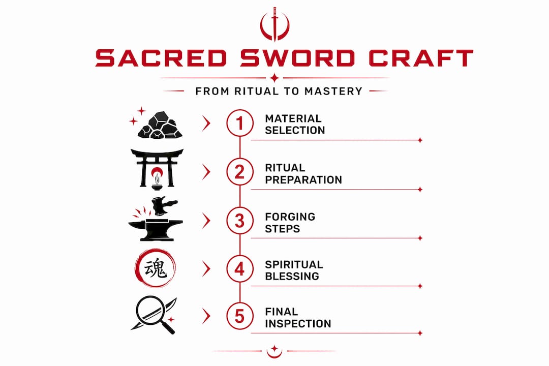 Infographic outlining sacred sword making steps