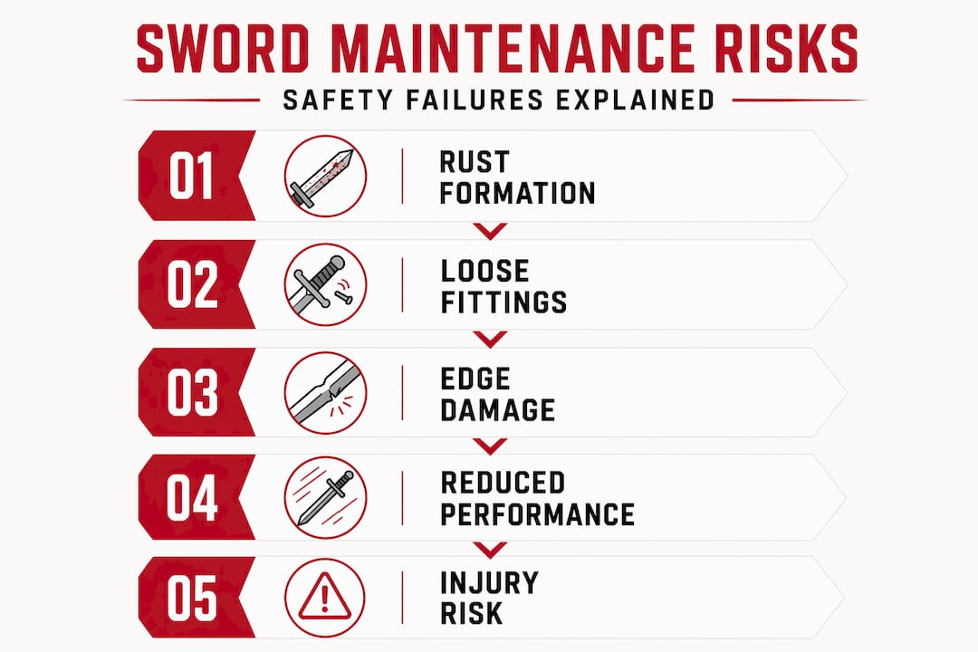 Infographic showing sword maintenance risk steps