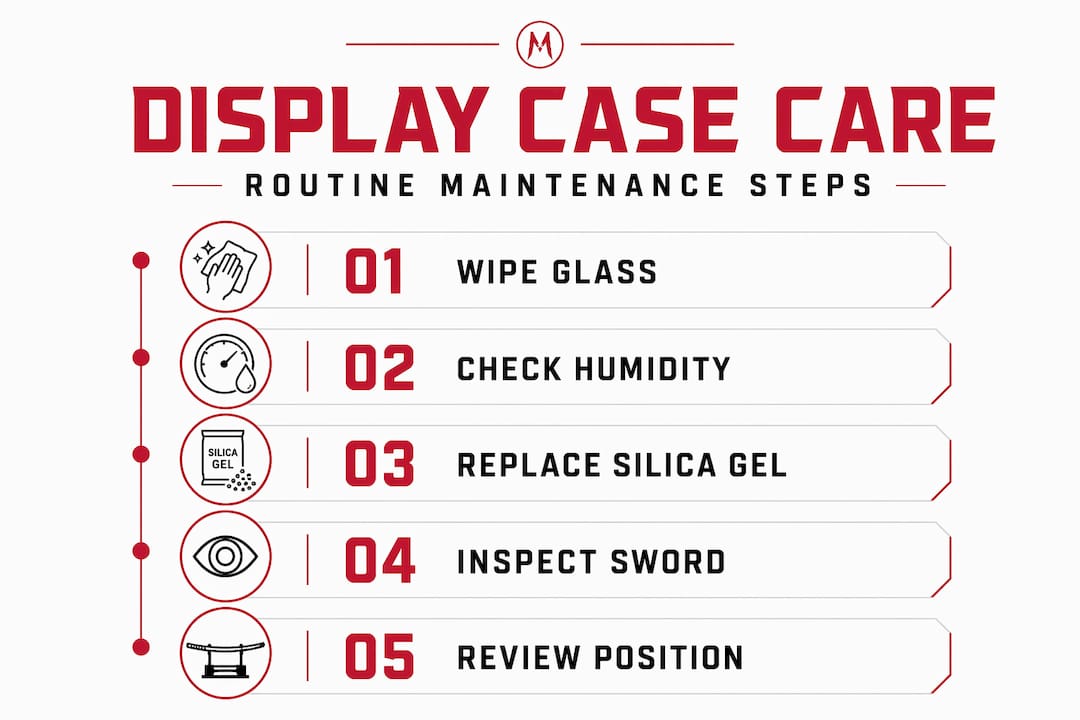Infographic showing katana display maintenance steps
