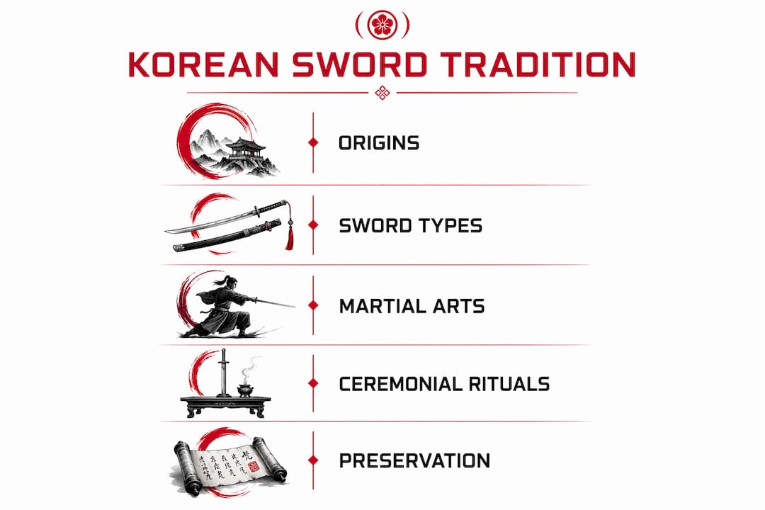 Infographic showing key stages of Korean sword tradition