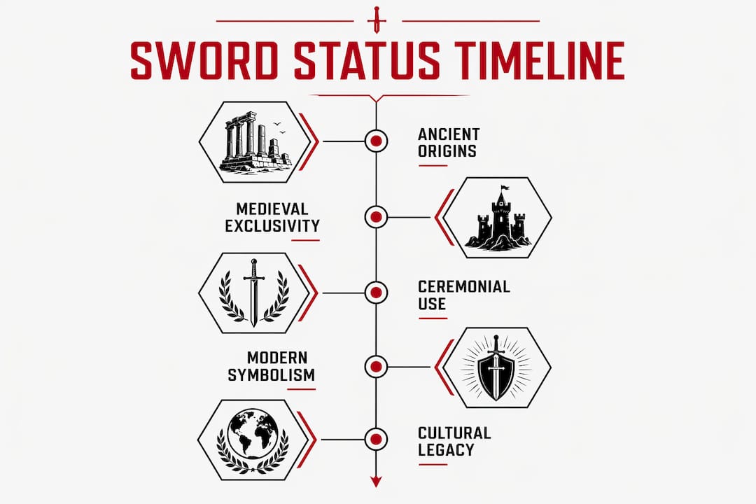 Infographic depicting timeline of swords as status symbols